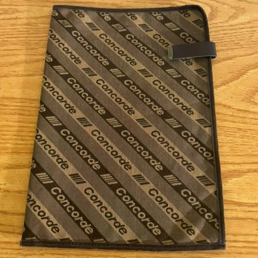 Vtg. Air France Airlines Concorde Cloth Dossier/Portfolio Case-Brown Logo Design